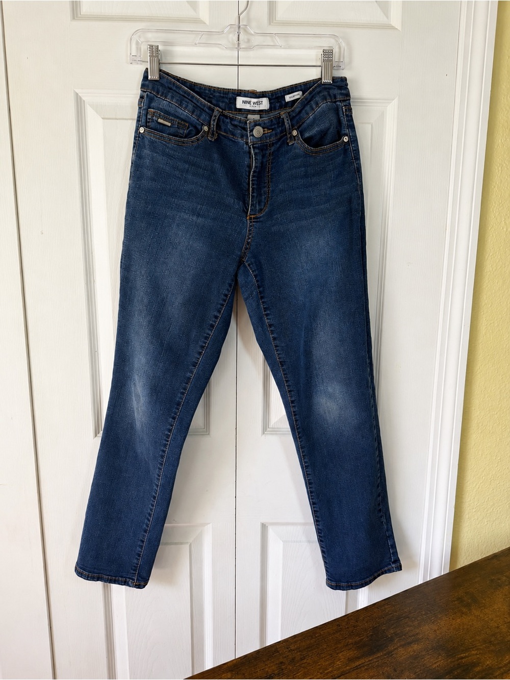 Nine West Slim Boyfriend Jeans Women’s Size 6 Dark Wash Slim Bootcut Denim Navy